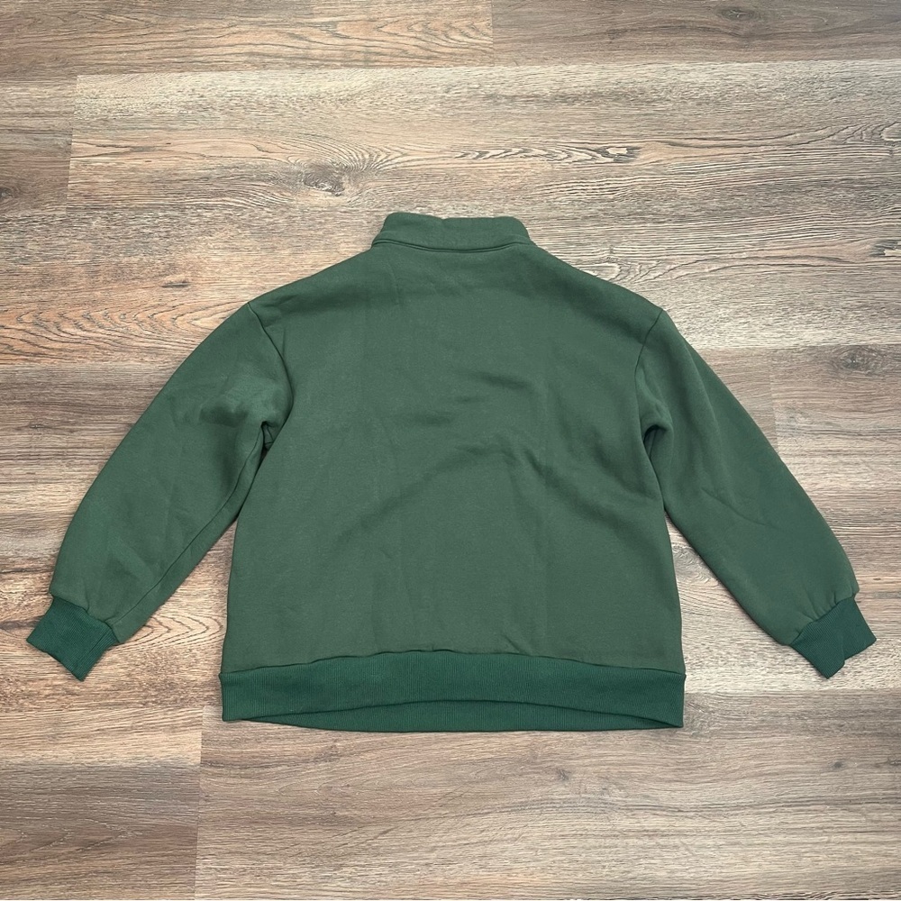 Women’s Green Quarter-Zip Sweater Dark Green Size Small Fleece - Picture 4 of 6